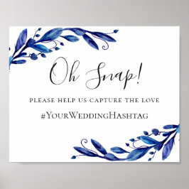 Póster Boda floral azul marino acuarela instagram