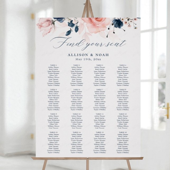 Póster Boda floral azul marino y rosa Rubor (Subido por el creador)