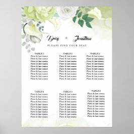 Póster Boda floral blanca y verde rosa