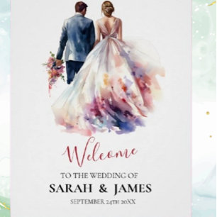 Póster Boda Floral Boho Rosa Rústica