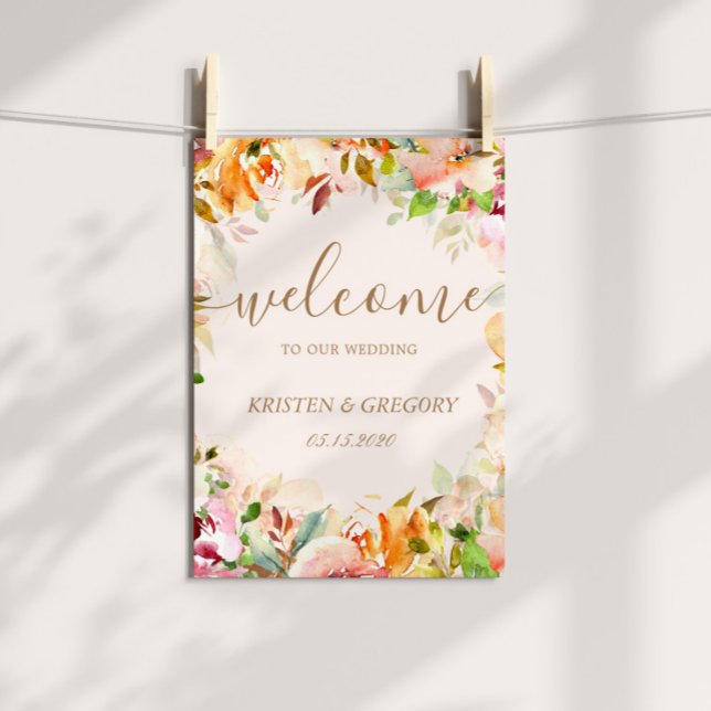 Póster boda floral de jardín de verano Poster de bienveni (Subido por el creador)