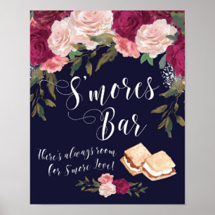 Póster Boda floral de la marina de señalización de la bar