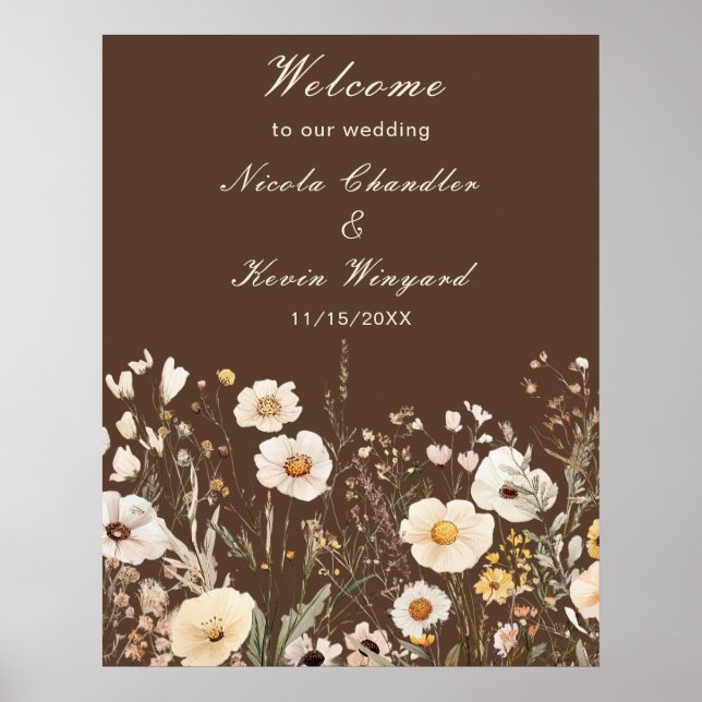 Póster Boda Floral de otoño de flores silvestres (Frente)