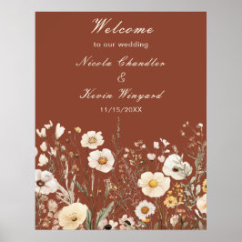 Póster Boda Floral de otoño de flores silvestres