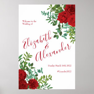 Póster Boda Floral de Peony y Rosa