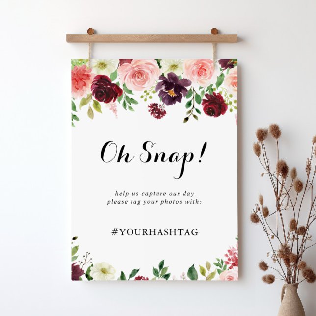 Póster Boda floral de primavera borgoñona Oh Rótulo Snap (Subido por el creador)