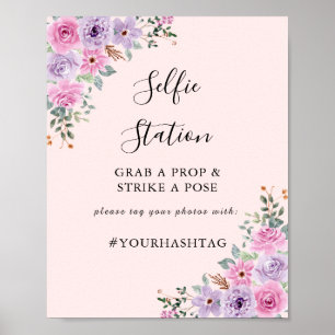 Póster Boda floral elegante de acuarela rosa