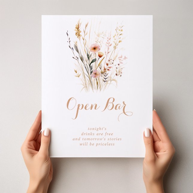 Póster Boda Floral Fall Meadow Rótulo de bar abierto (Subido por el creador)