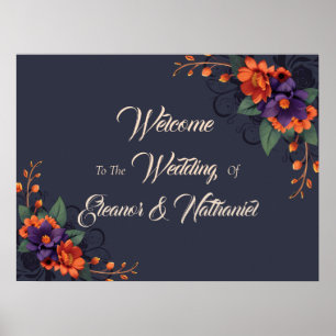 Póster Boda floral gótica elegante en 3D