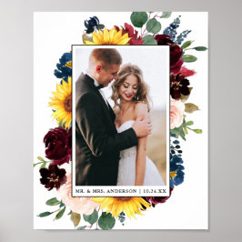 Póster Boda floral mixta elegante de acuarela