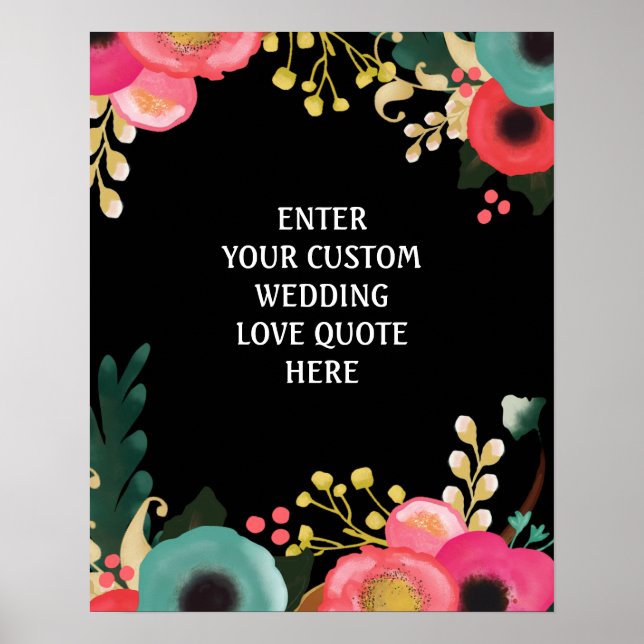 Póster Boda floral moderno Personalizado letras de citas  (Frente)