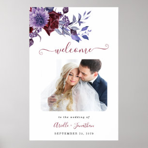 Póster Boda floral morado y blanco - Rótulo de fotografía