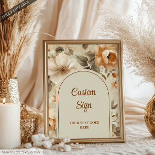 Póster Boda Floral Personalizada Moderno Naranja Quemado 