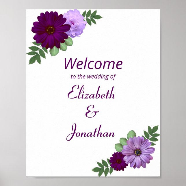 Póster Boda floral Purple Peony (Frente)