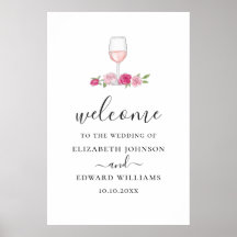 Boda floral rosa. Bienvenida con rosas y vino con 