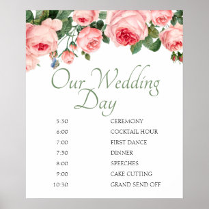Póster Boda Floral rosa rosa rubor anaranjado Poster