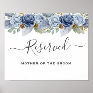 Póster Boda Floral Rustic Blue Winter