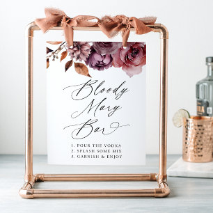 Póster Boda floral rústico de otoño Bloody Mary Bar Rótul