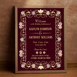Póster Boda floral vintage elegante renacimiento rococó