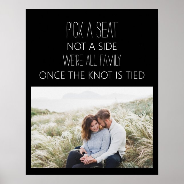 Póster Boda Foto Asiento No Lado Blanco Negro (Frente)