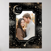 Boda Foto Celestial Black Stars Moon