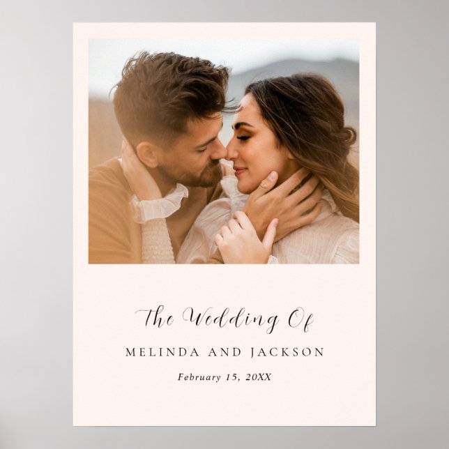 Póster Boda Foto Neutral Terroso Moderna (Frente)
