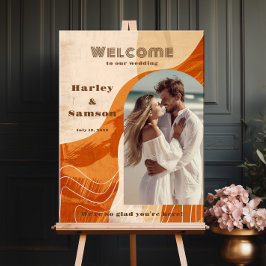 Póster Boda fotográfico moderno seña de bienvenida diseño