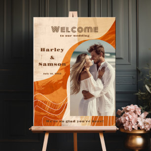 Póster Boda fotográfico moderno seña de bienvenida diseño