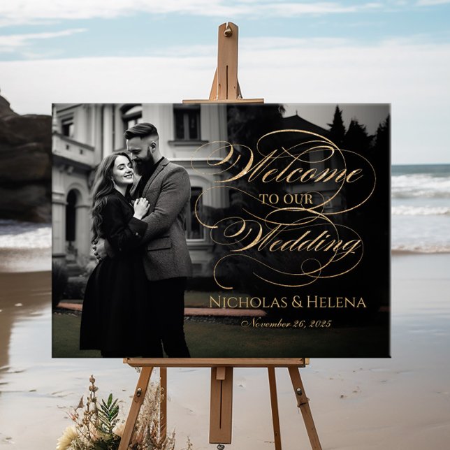 Póster Boda fotográfico signo de bienvenida de oro elegan (Subido por el creador)