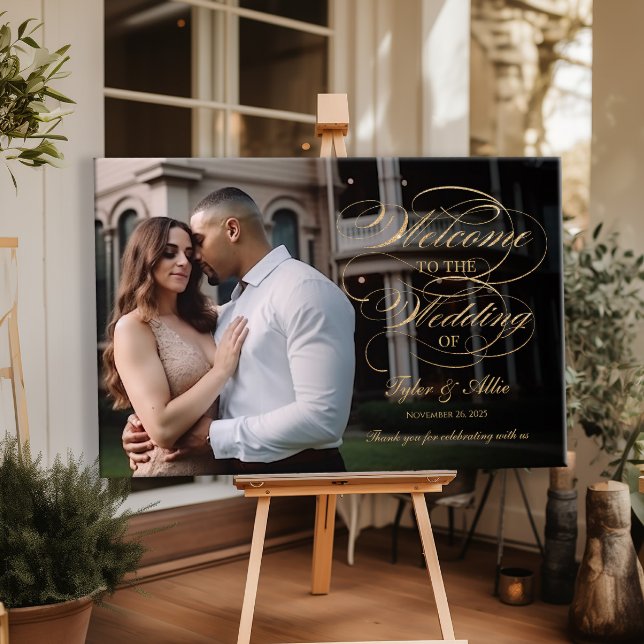 Póster Boda fotográfico signo de bienvenida de oro elegan (Subido por el creador)