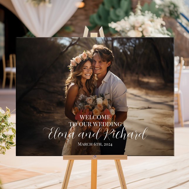 Póster Boda fotográfico signo de bienvenida guión elegant (Subido por el creador)