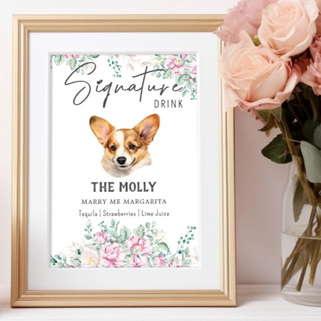 Póster Boda galés Corgi Cuppy Rótulo de bebida (Subido por el creador)