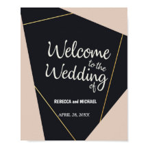 Boda geométrico rosa negro y dorado