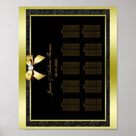 Póster Boda Glamurosa Arco Dorado y Brillo Negro