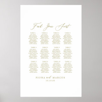 Póster Boda Gold Encuentra Tu Rótulo De Asientos