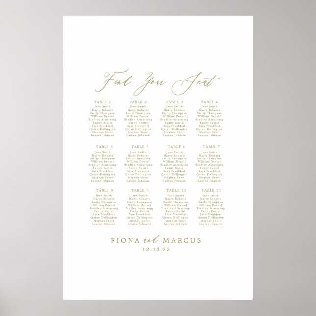 Póster Boda Gold Encuentra Tu Rótulo De Asientos (Frente)