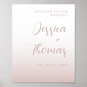 Póster Boda gradiente de oro rosa de caligrafía elegante