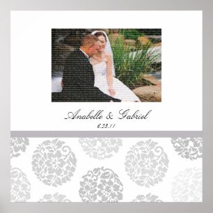 Póster Boda Gray Bouquet Collage de fotos con marco de pa