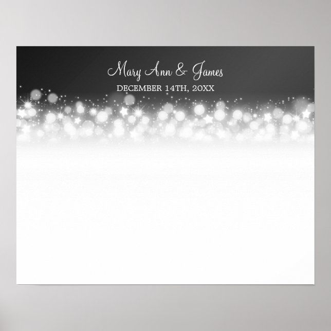 Póster Boda Guestbook Magic Sparkle Black (Frente)