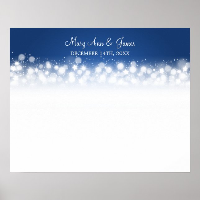 Póster Boda Guestbook Magic Sparkle Blue (Frente)