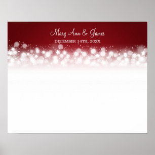 Póster Boda Guestbook Magic Sparkle Red