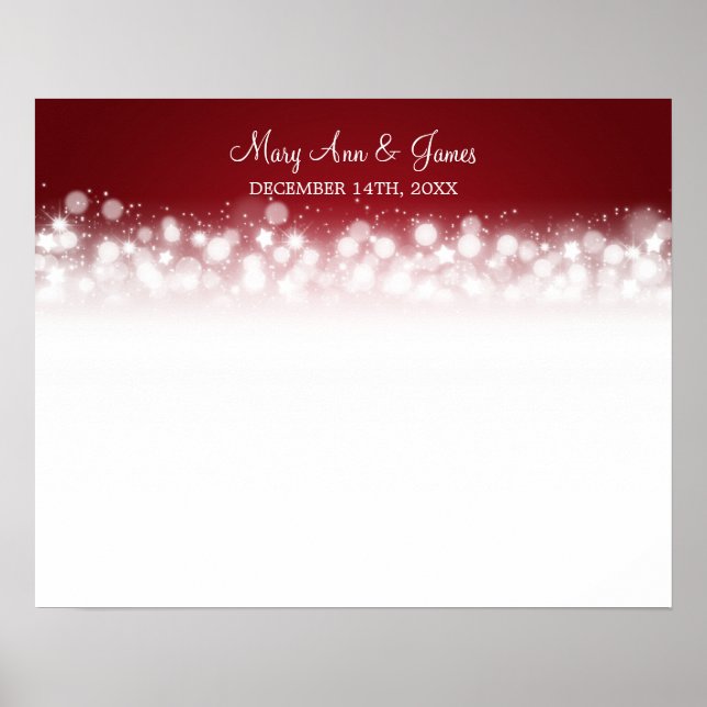 Póster Boda Guestbook Magic Sparkle Red (Frente)