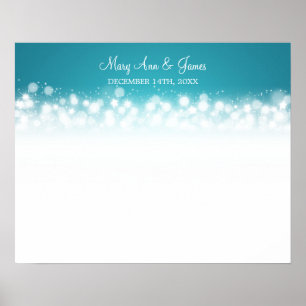 Póster Boda Guestbook Magic Sparkle Turquoise