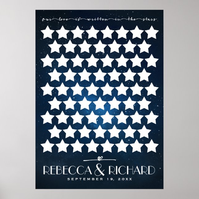 Póster Boda Guestbook | Nuestro Poster de amor/estrellas (Frente)