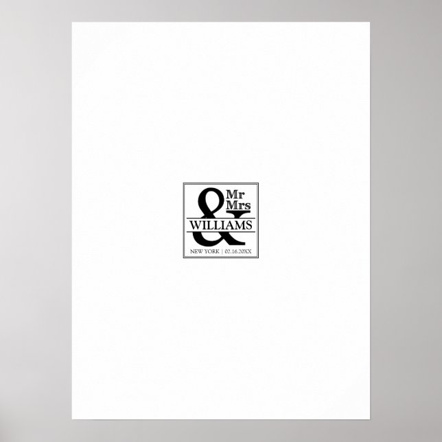 Póster Boda Guestbook Signature Board - Mr & Mrs. (Frente)