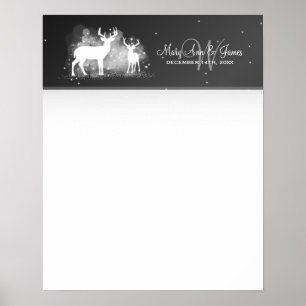 Póster Boda Guestbook Winter Deer Sparkle Black