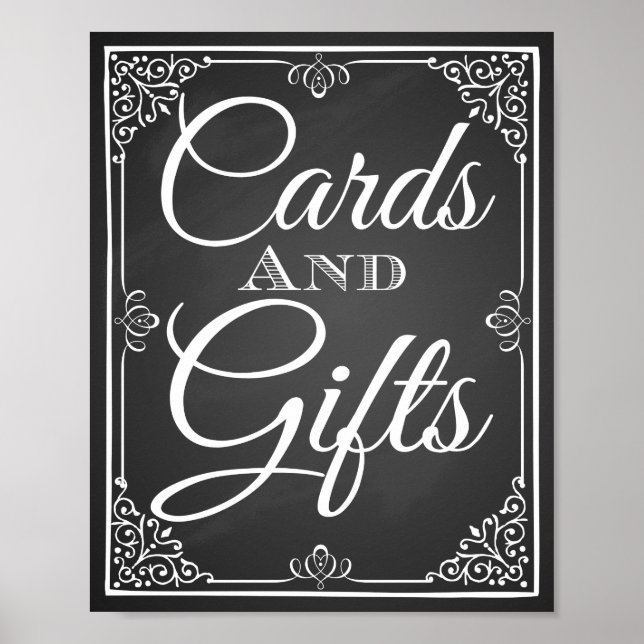 Póster Boda imprimir "Cartas y tablero de regalo (Frente)