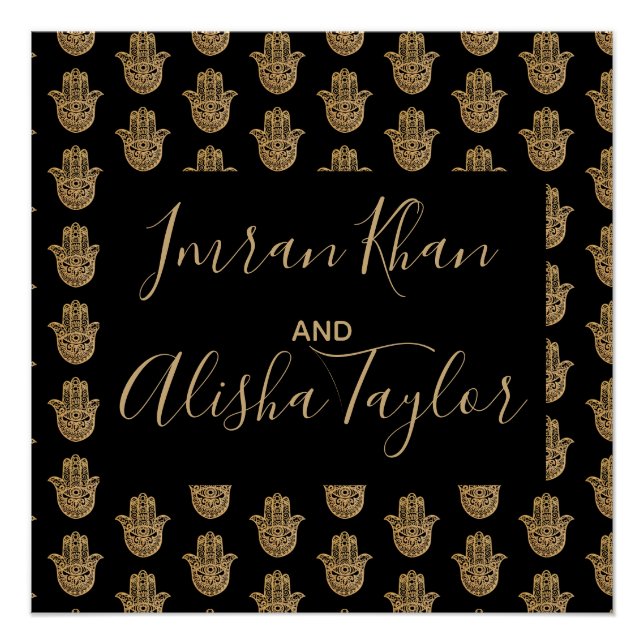 Póster Boda india Salven la fecha Hamsa Henna (Anverso)