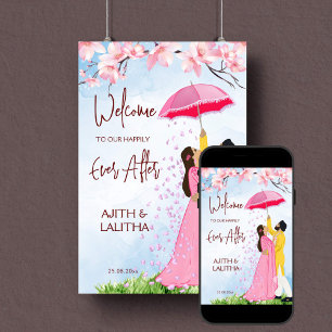 Póster Boda indio: pareja de señores de bienvenida con pa