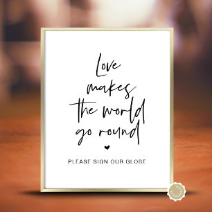 Póster Boda Invitado Globe, El Amor Hace Que El Mundo Se 